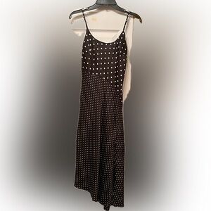 XS Adorable A-symmetrical Cream & Black Polka Dotted Dress